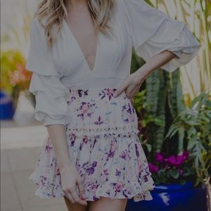 Misa Los Angeles Marion Floral Skirt with Gold Grommets size small